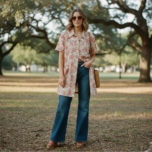 70s Vintage Floral Blouse